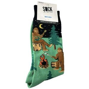 Big Foot Crew Socks Sasquatch Camp Out Smores Fits Men Shoe 7-13 Women 8.5-14.5
